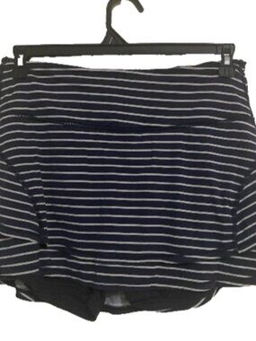 Athleta Small Women's Navy White Striped Skort Skirt Shorts Drawstring